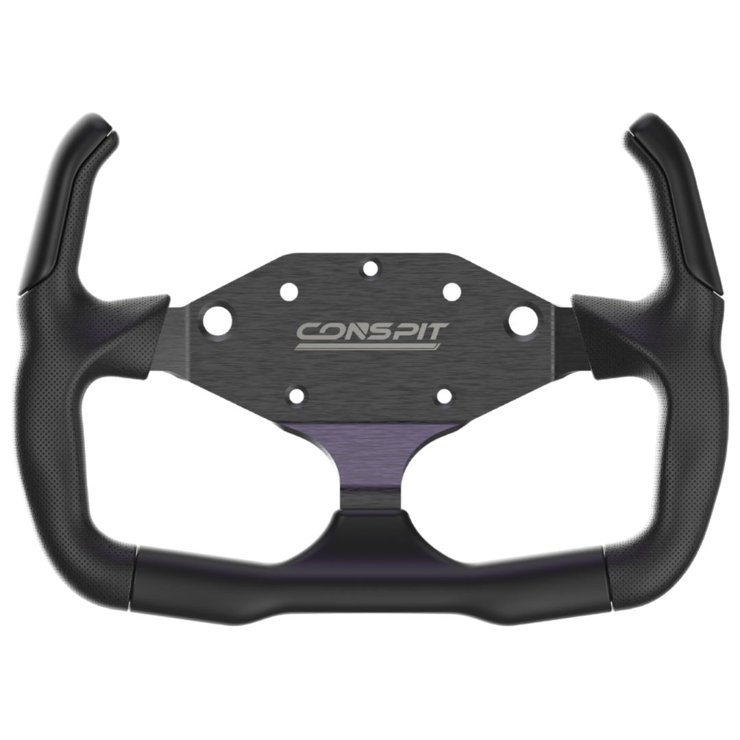 Black steering wheel with 'CORSPIT' branding on a white background