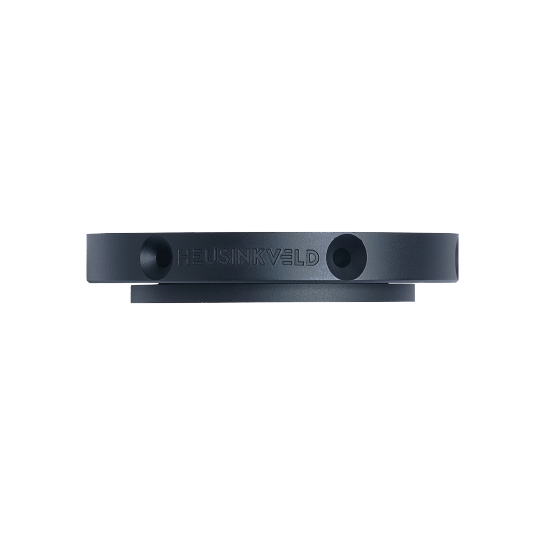 Black metal bracket with 'HEUSINKVELD' branding on a white background