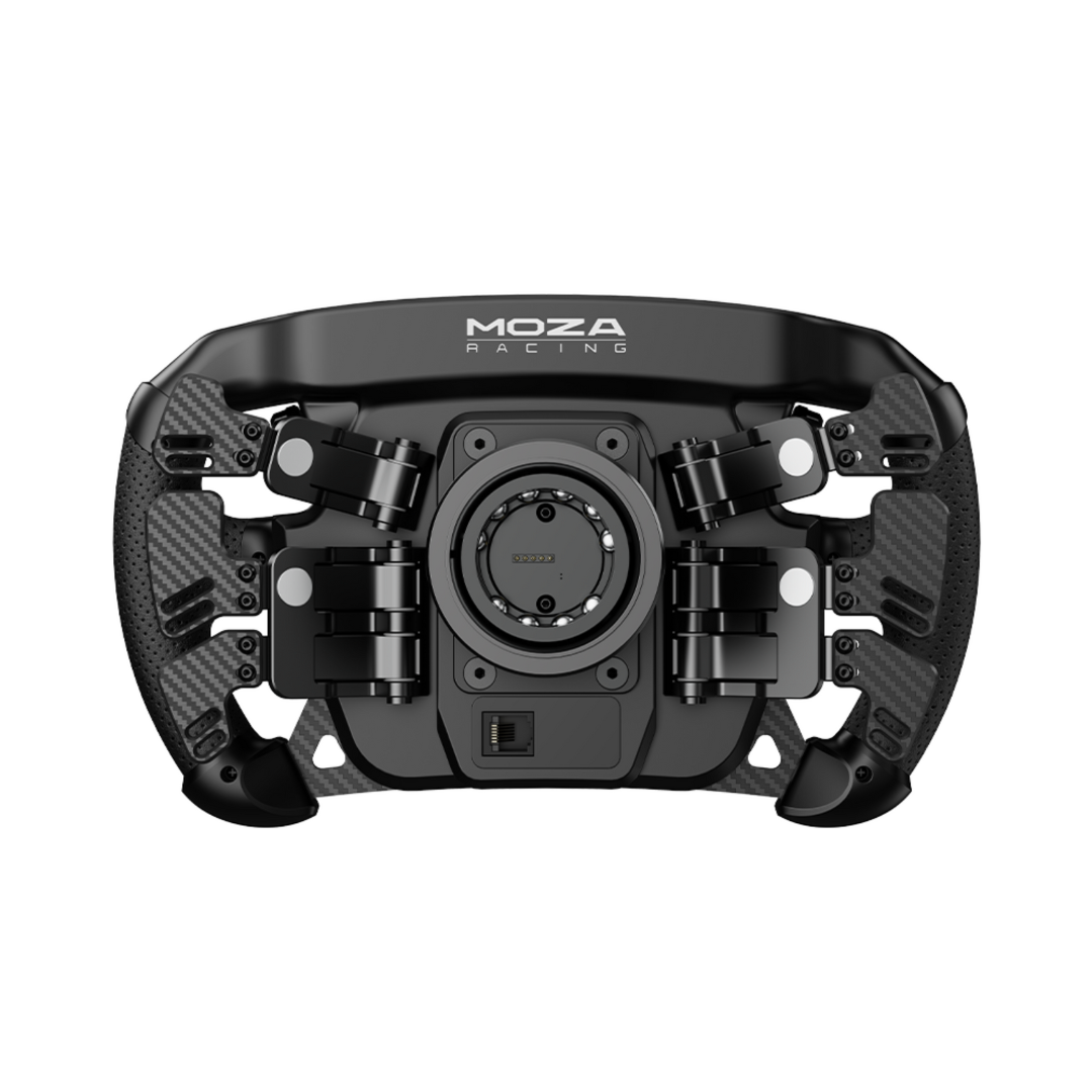 MOZA FSR 2 formula steering wheel back showing paddle system