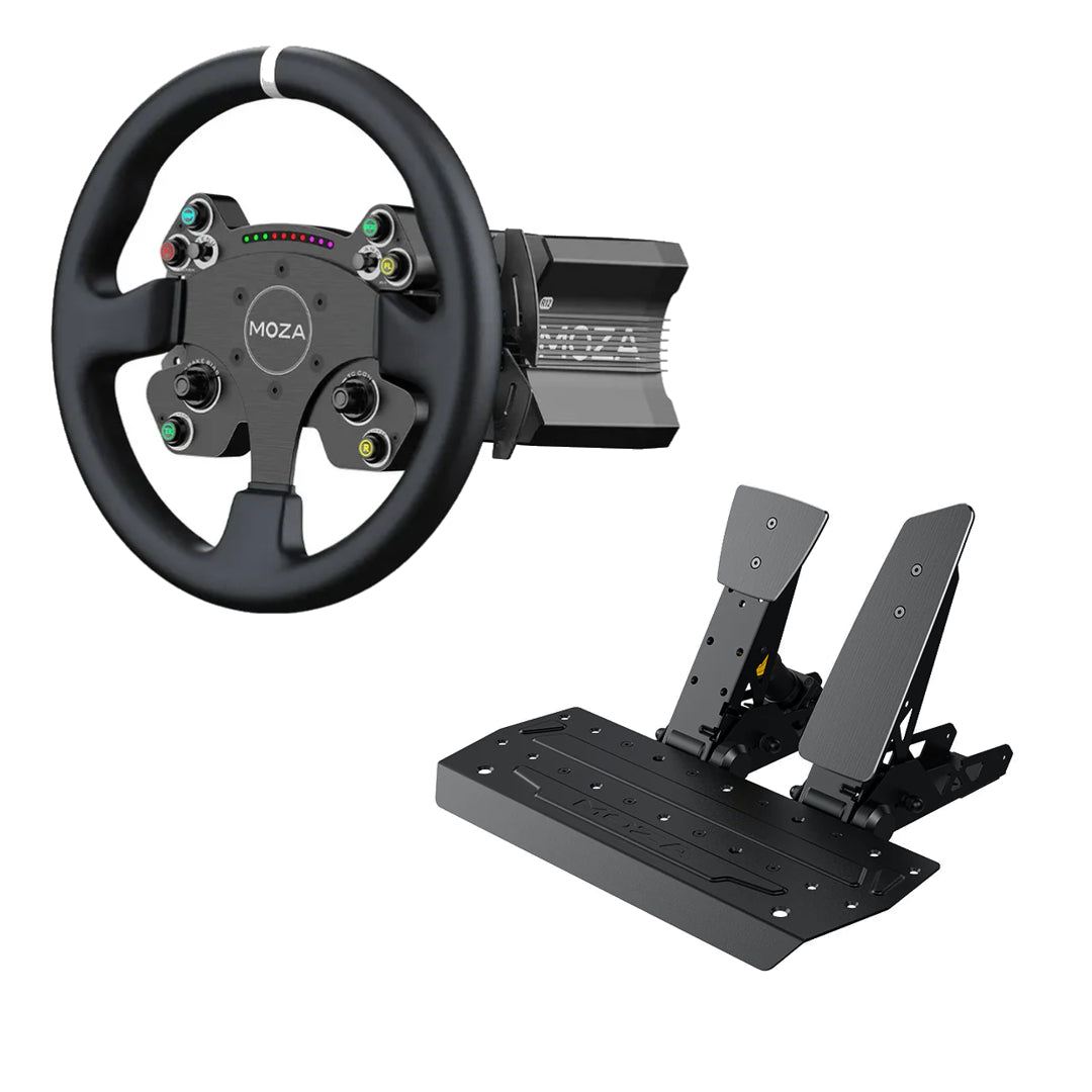 Moza R12 sim racing bundle with KS or CS V2P steering wheel for GT, formula, and road racing