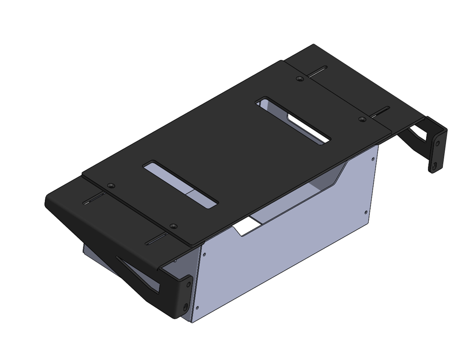 Black metal bracket on a white background