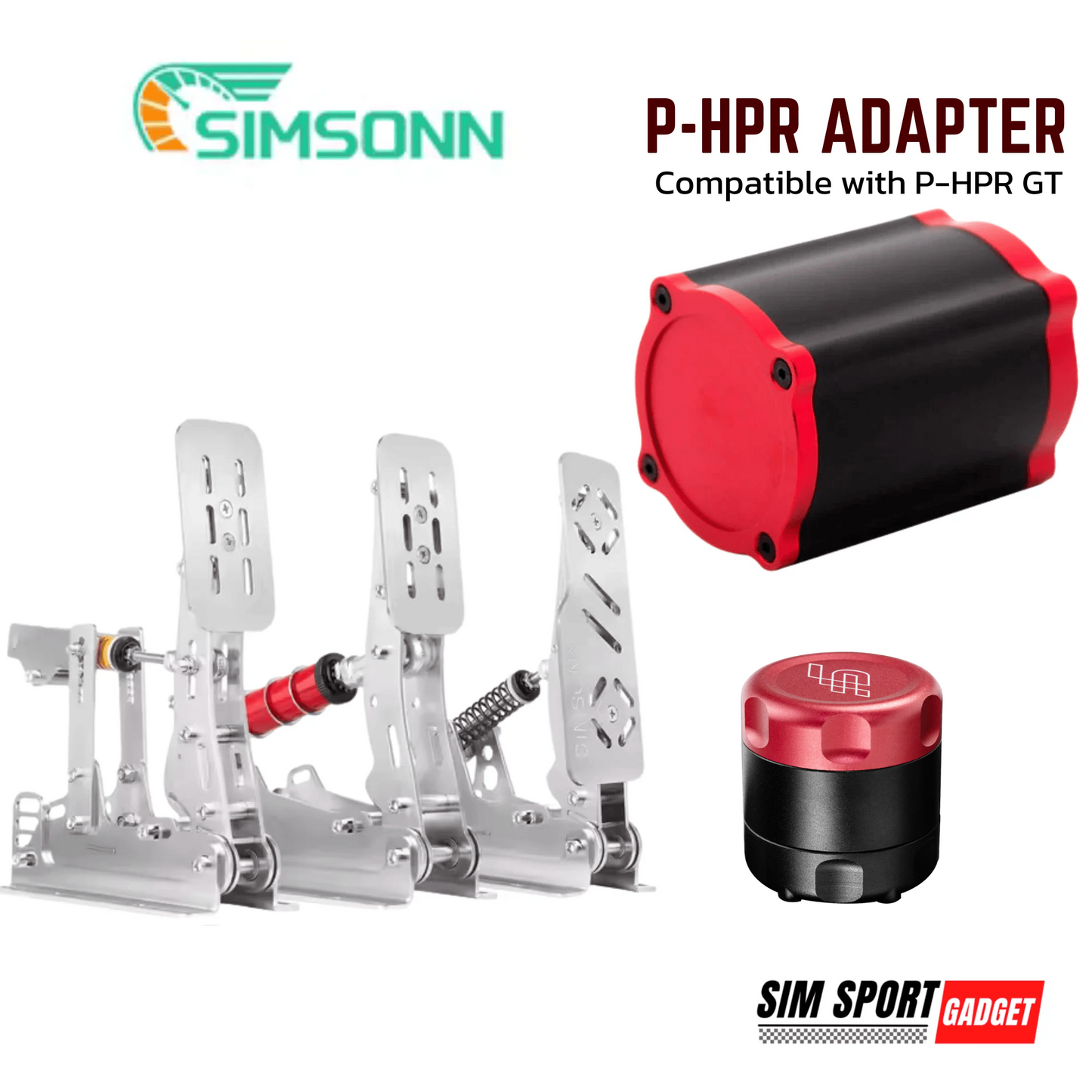 Simson P-HPR adapter with red and black components on a white background