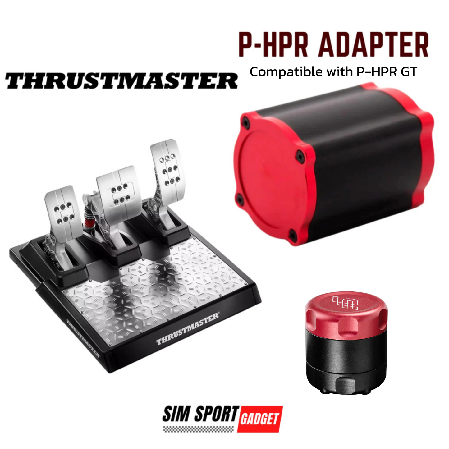Thrustmaster P-HPR adapter with a red and black design on a white background