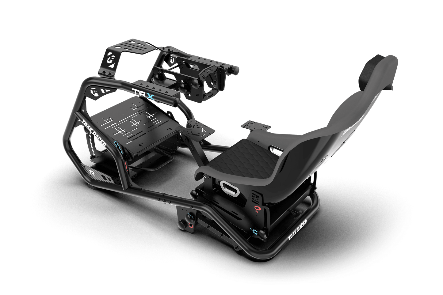 Black motorcycle seat and frame on a transparent background