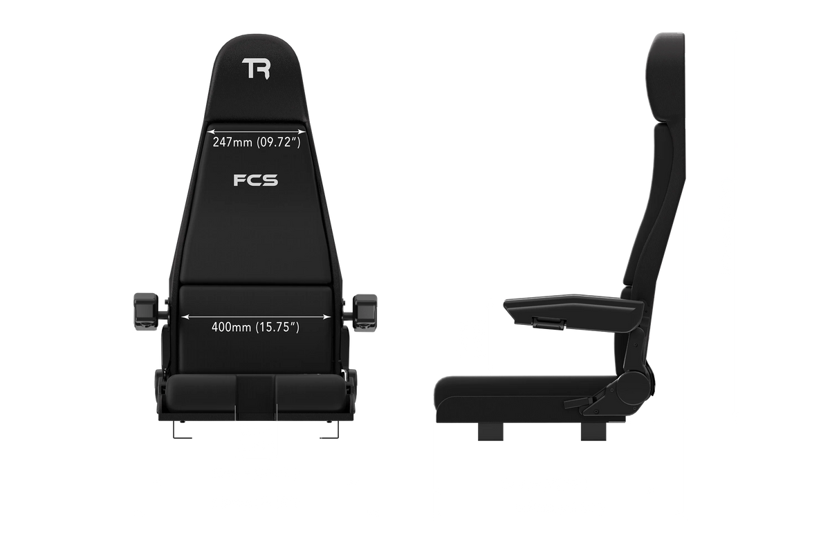 Trak Racer FCS Flight Simulator Seat rear view showing reinforced seat construction