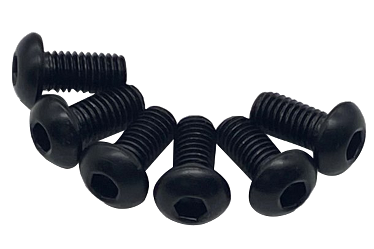 Set of black screws on a white background