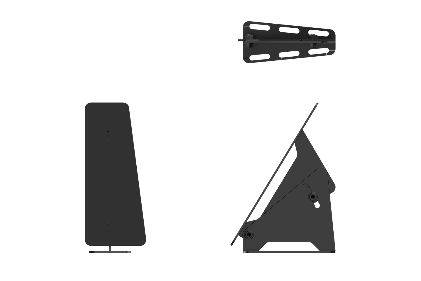 Black TV stand and bracket on a white background