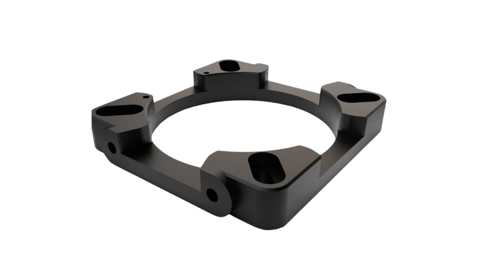 Black metal bracket on a white background