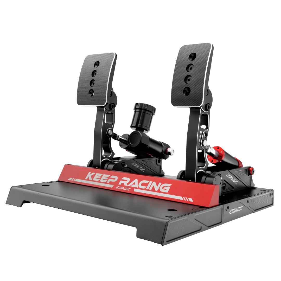 Simagic P1000 RS Hydraulic Pedal Set – front view of 2 pedal setup