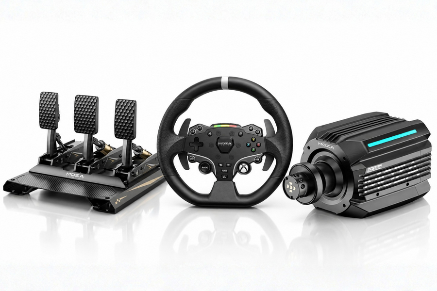 MOZA Racing Xbox bundle with R25 Ultra direct drive wheelbase, ESX steering wheel and CRP2 3-pedal load cell pedals