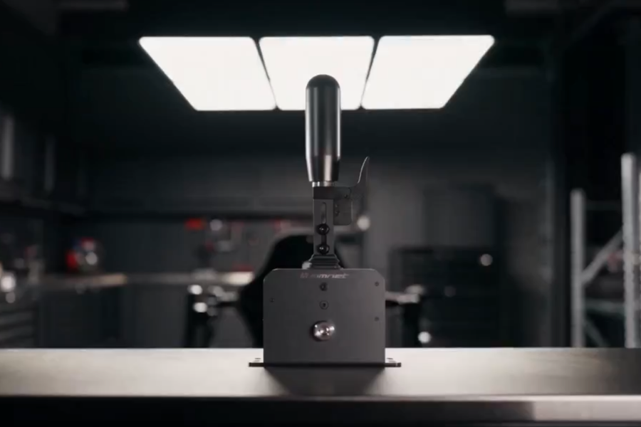 SimNet SSQ-1 sequential shifter mounted on a bracket in a studio setting