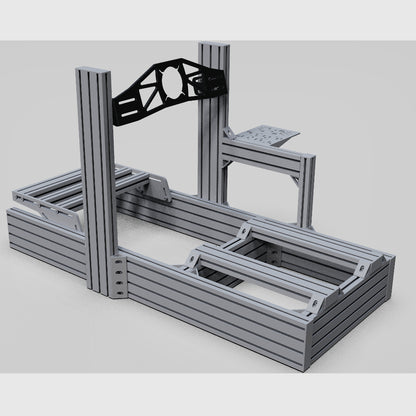 Metal frame structure on a light gray background