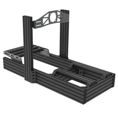 Black metal frame structure on a white background
