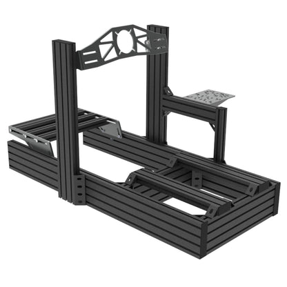 Black metal frame structure on a white background