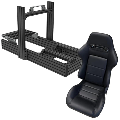 Black car seat and roll bar frame on a white background