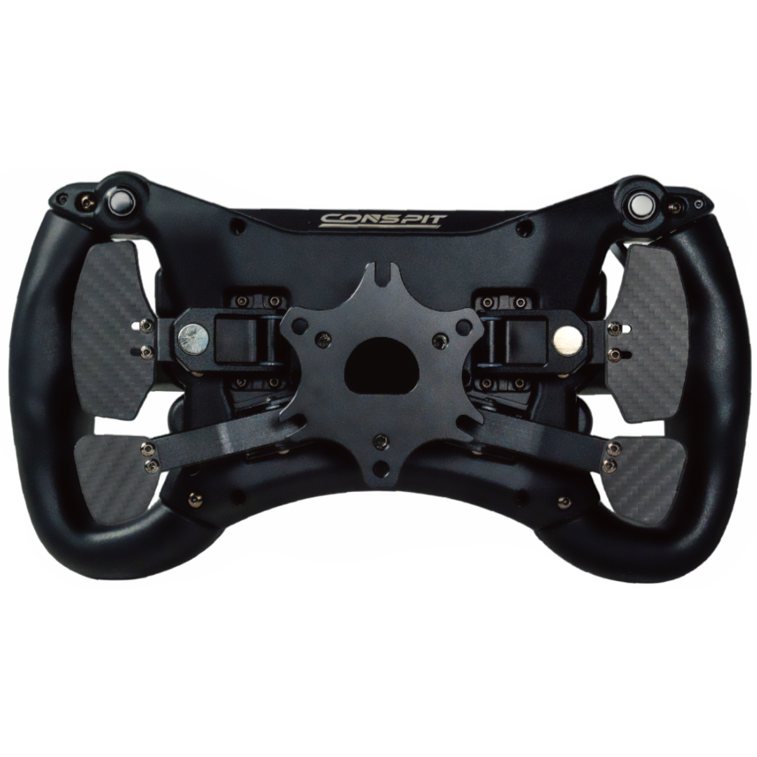 Black steering wheel with 'Corspit' branding on a white background