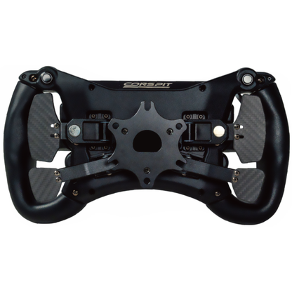 Black steering wheel with 'Corspit' branding on a white background