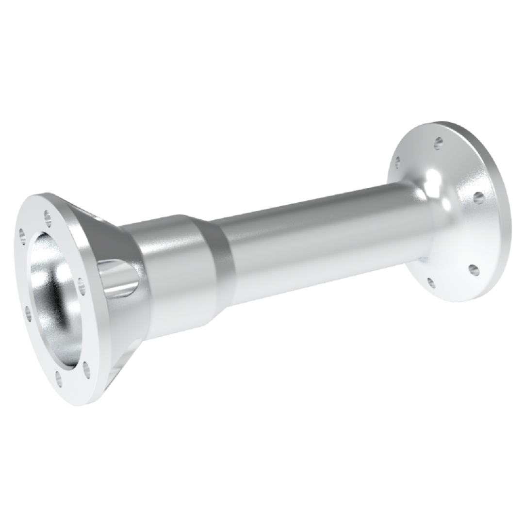 Metallic cylindrical component on a white background