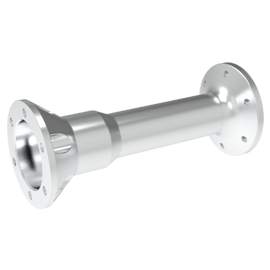 Metallic cylindrical component on a white background