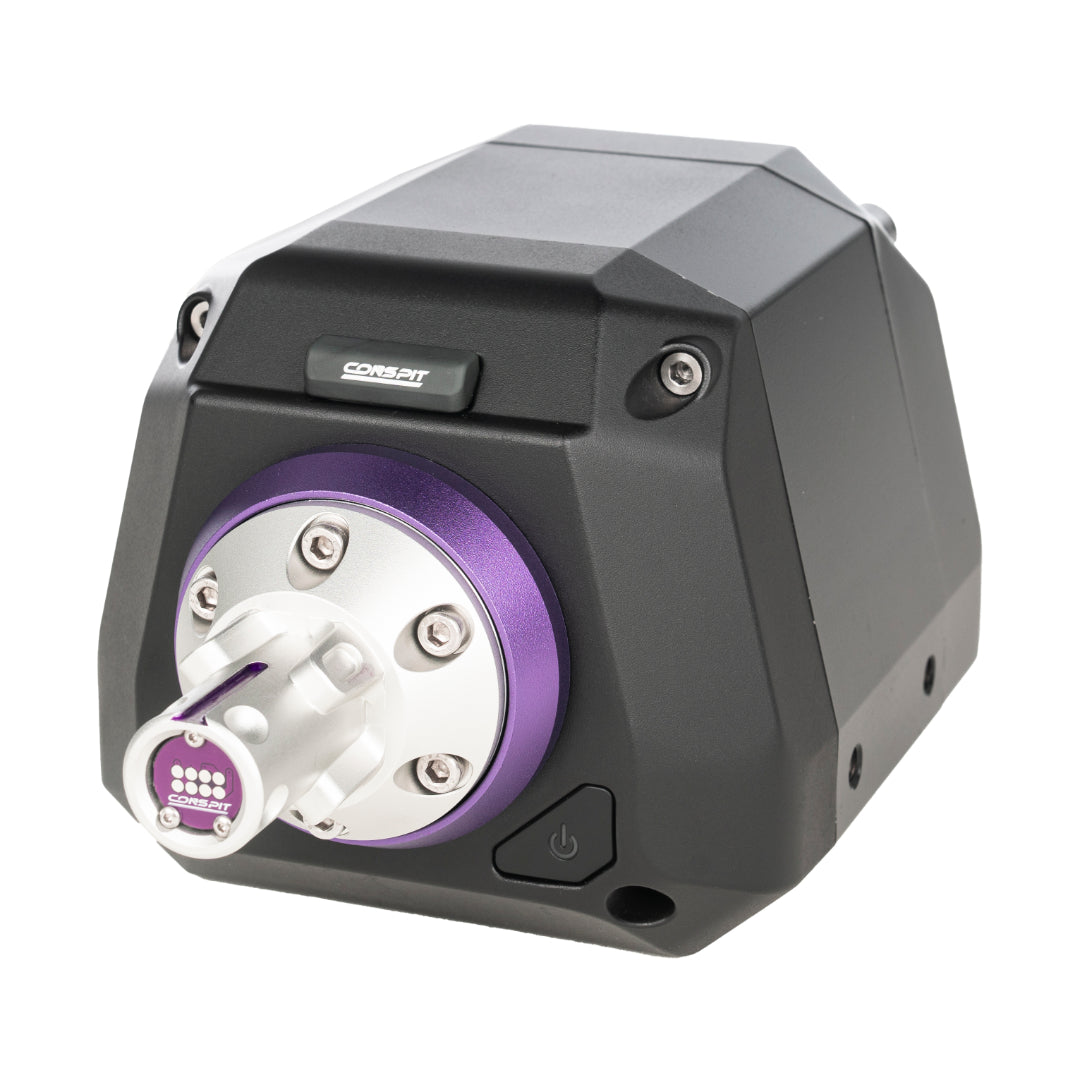 Black and purple mechanical device with 'Corefit' branding on a white background