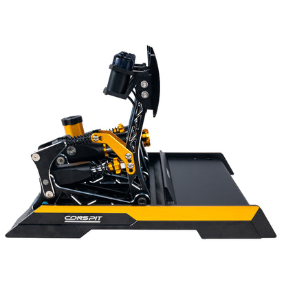 Black and yellow archery bow stand with ConsPit branding on a white background