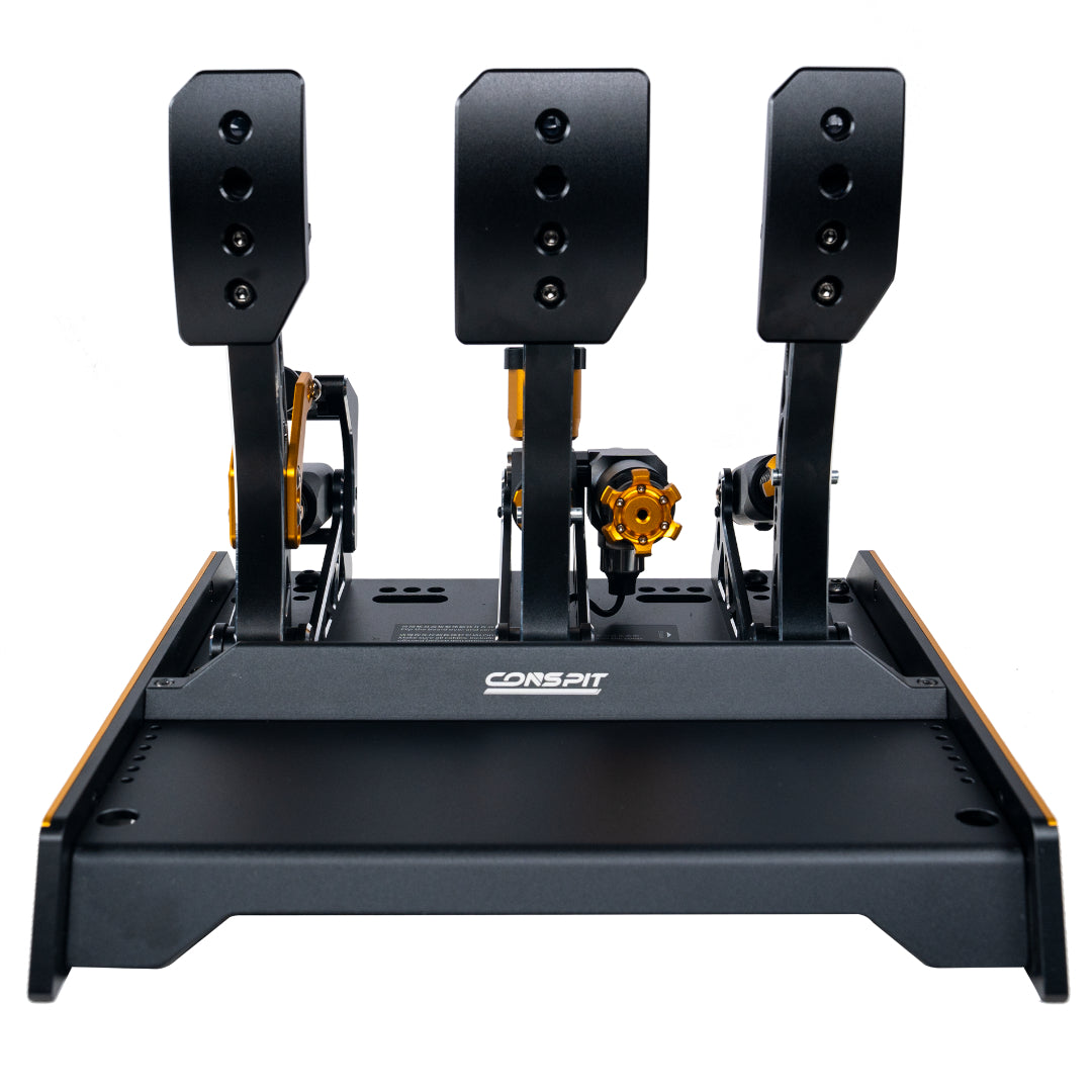 Black gaming pedal set with 'CONCEPT' branding on a white background