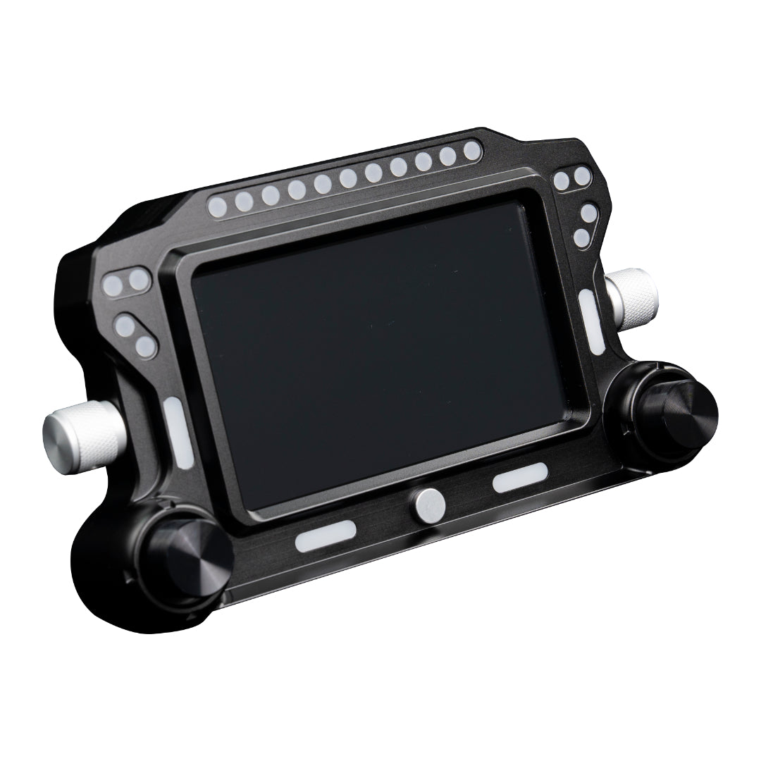 Black electronic device with a screen on a white background