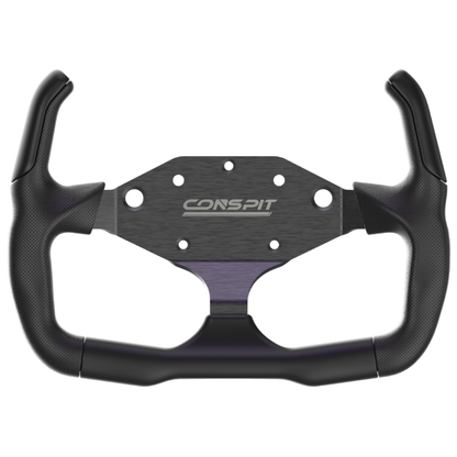 Black steering wheel with 'CORSPIT' branding on a white background