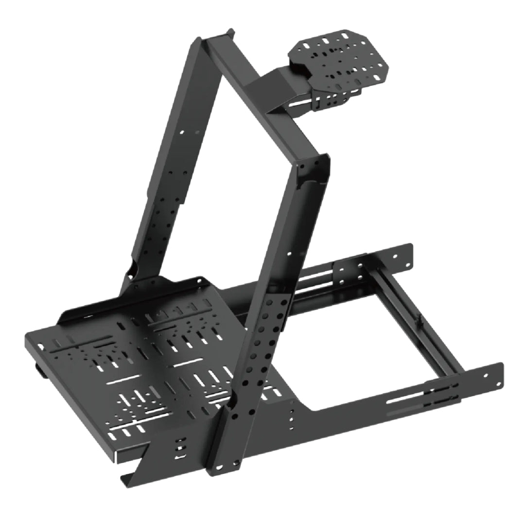 Black metal mounting bracket on a white background