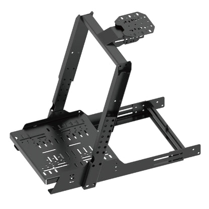 Black metal mounting bracket on a white background