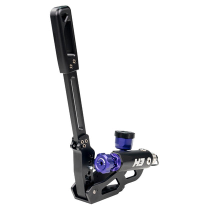 Black and purple mechanical lever on a white background