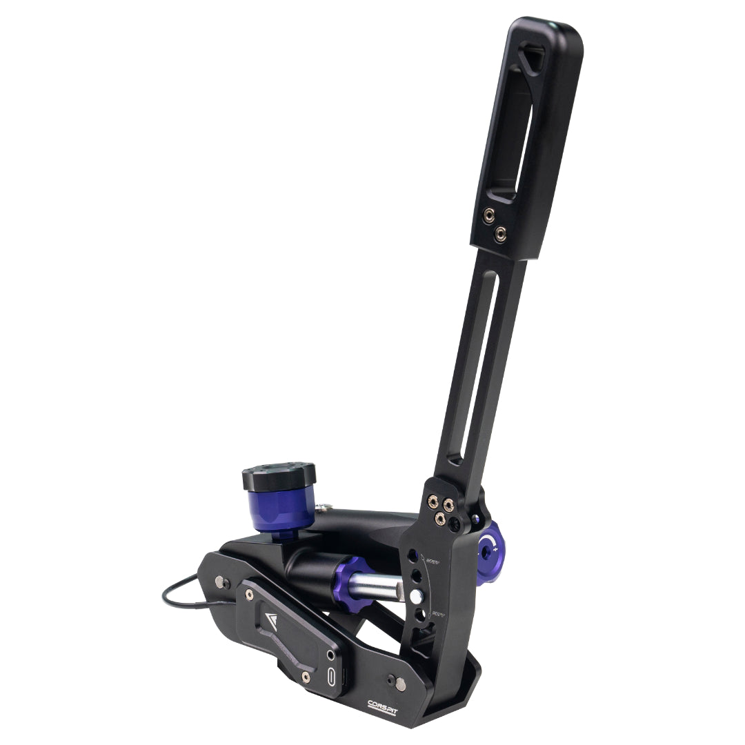 Black metal tool with blue accents on a white background