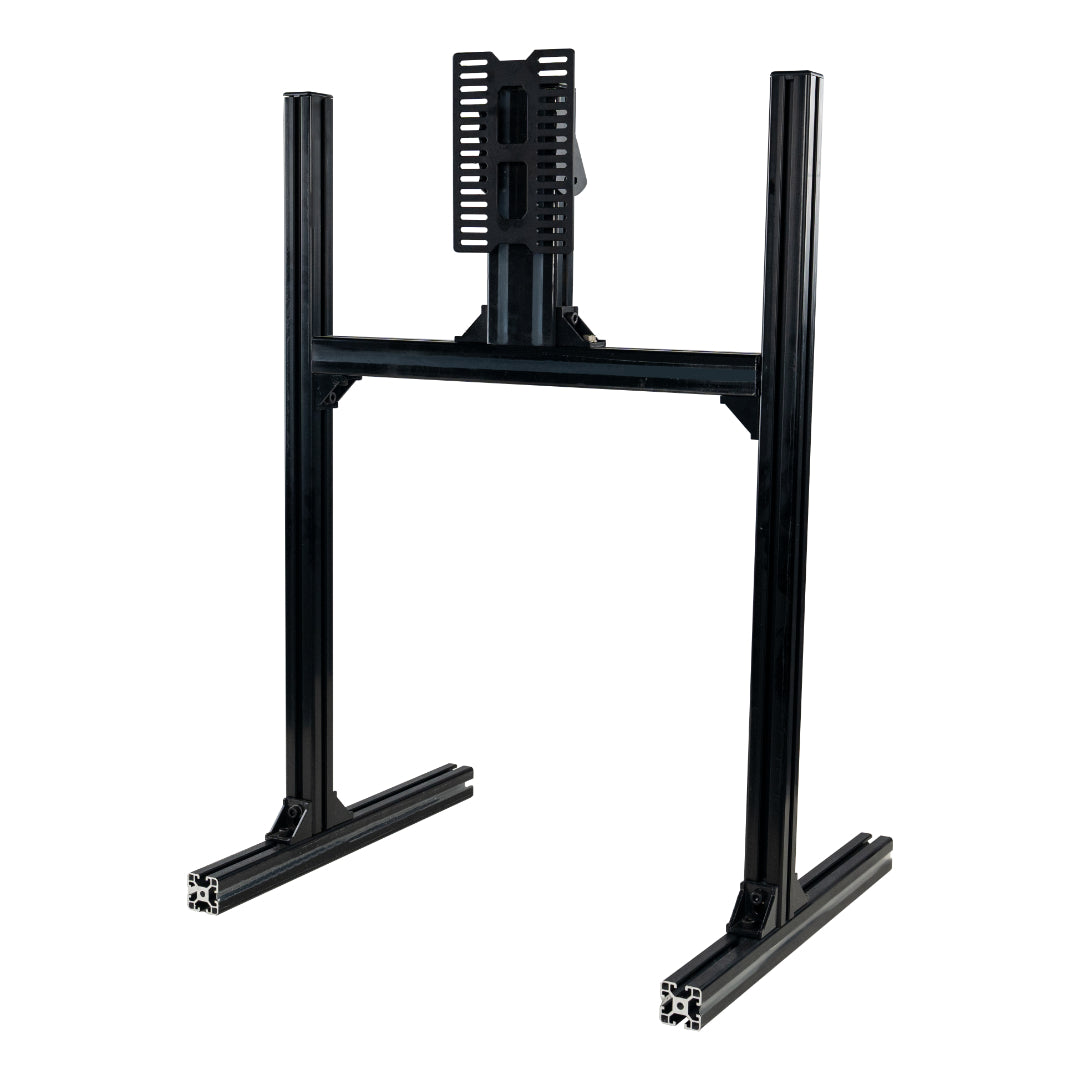 Black TV stand on a white background