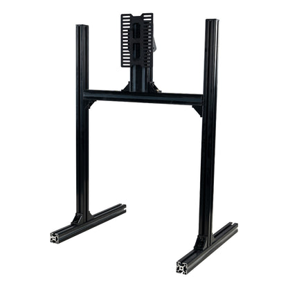 Black TV stand on a white background