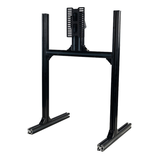 Black TV stand on a white background