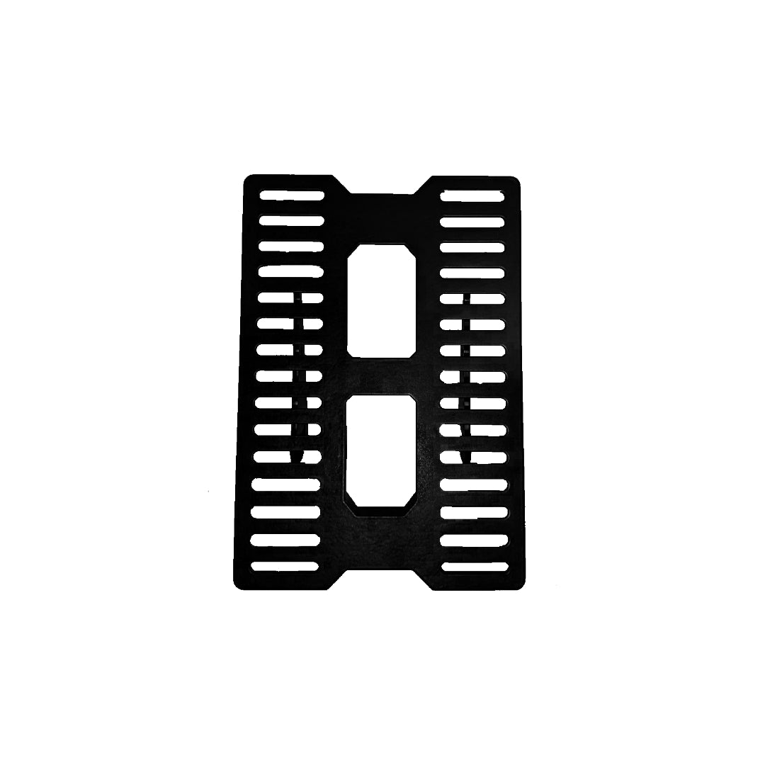 Black metal bracket on a white background