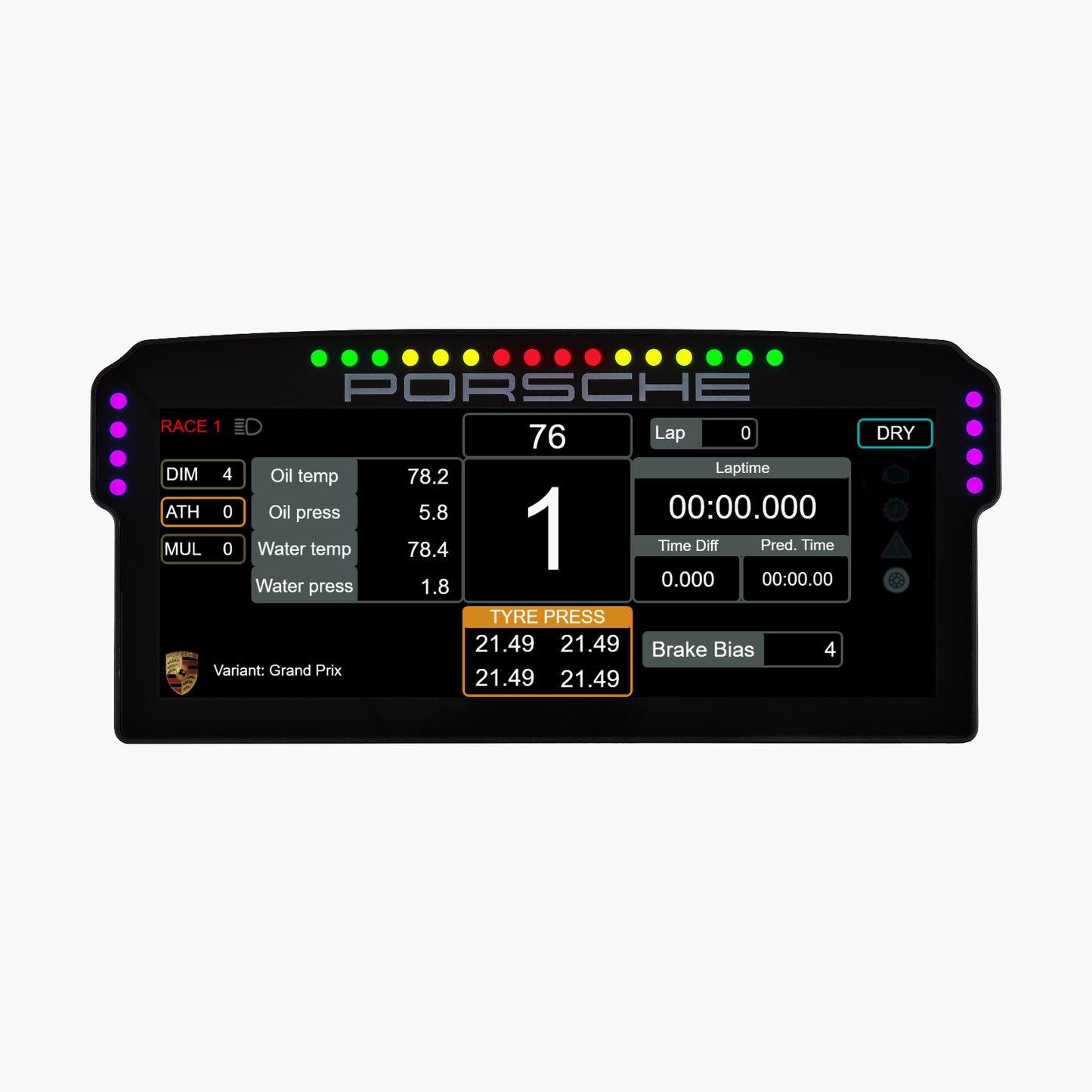 GRID Porsche 911 GT3 Cup Dashboard Display Unit angled product view