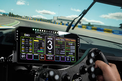 GRID Porsche 911 GT3 Cup Dashboard Display Unit installed in a sim racing cockpit