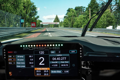 GRID Porsche 911 GT3 Cup Dashboard Display Unit mounted on a sim racing rig