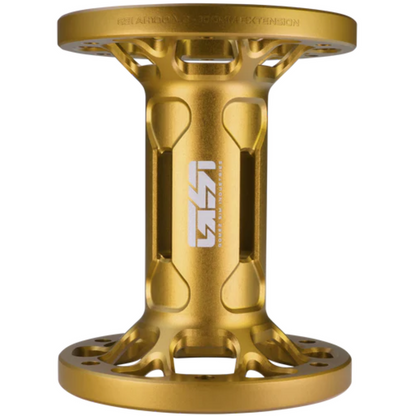 Gold metal component with 'SMA' branding on a white background