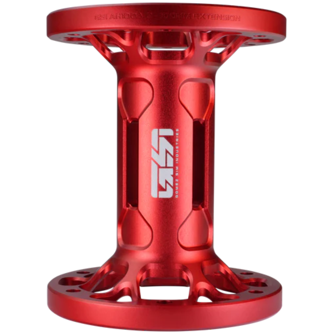 Red metal component with 'S&S' branding on a white background