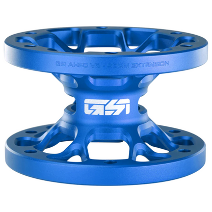 Blue metal component with 'Gas Gas' branding on a white background