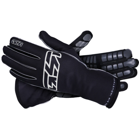 Black gloves with a logo on a white background
