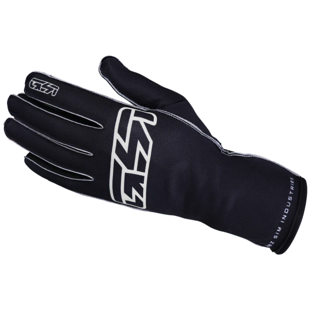 Black glove with white logo on a white background