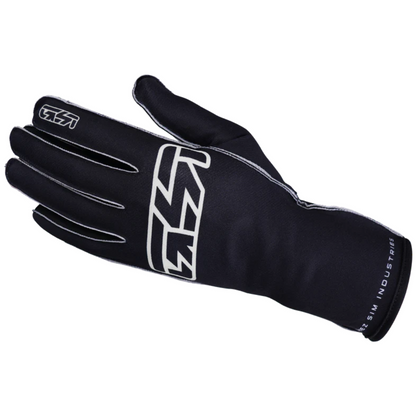 Black glove with white logo on a white background