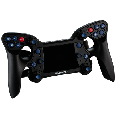Black steering wheel and gear shift模拟器控制器 on a white background