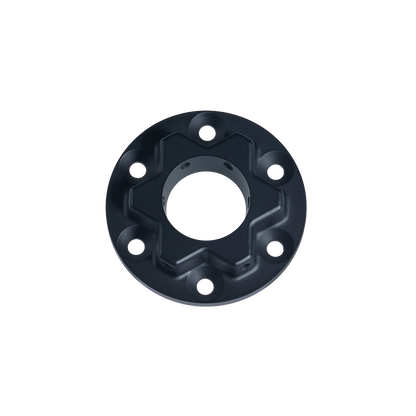 Black metal flange on a white background