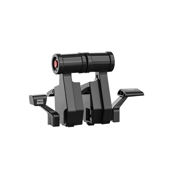 Black speed brake device on a white background