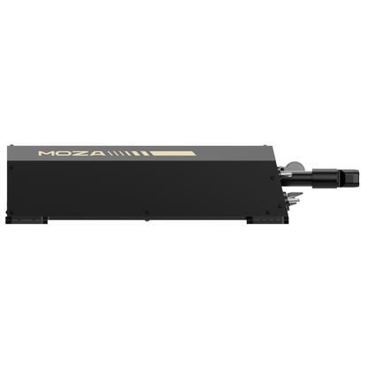 Black mechanical component with 'MOZA' branding on a white background