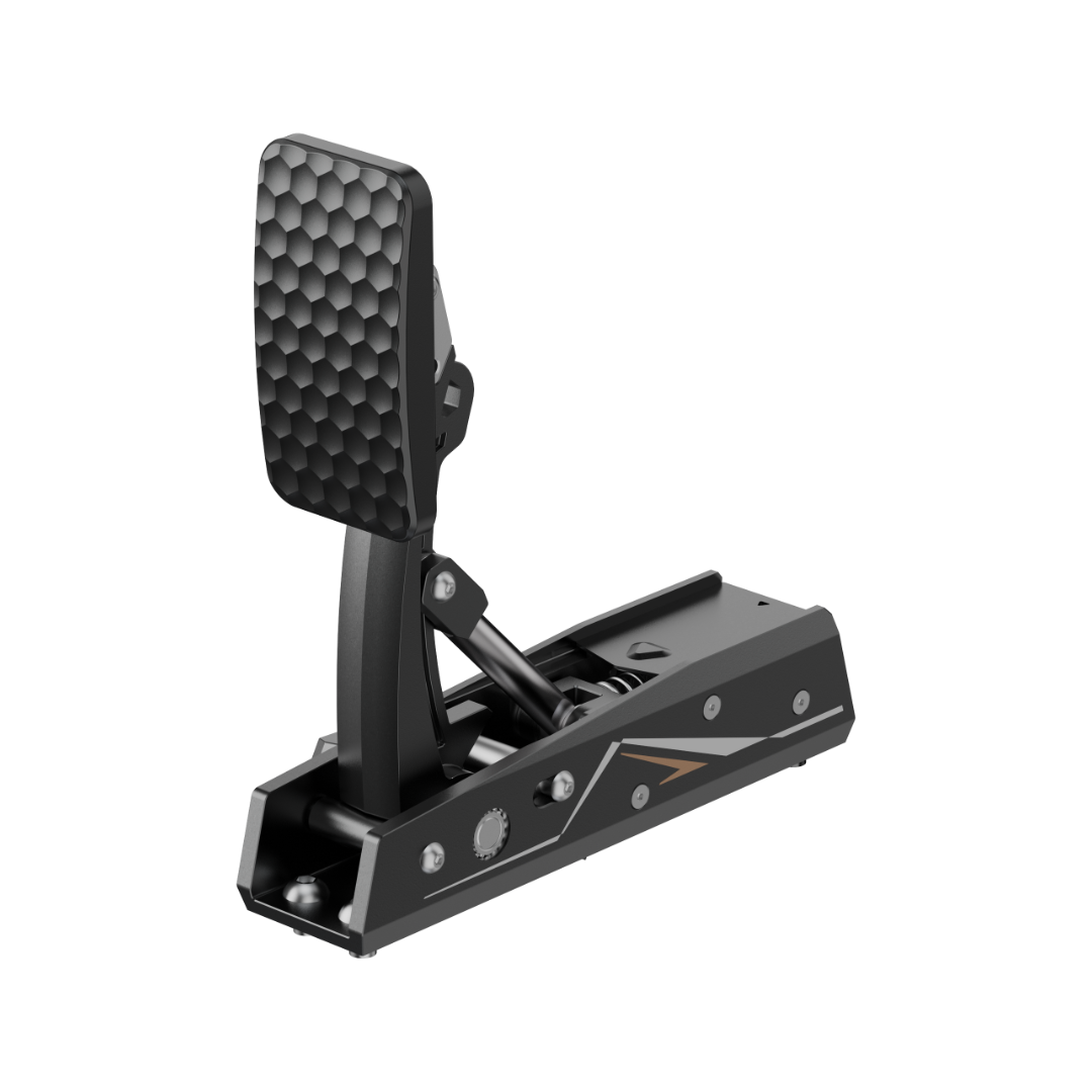 MOZA Racing CRP2 Clutch Pedal, made of black CNC aerospace-grade aluminum with a carbon fiber heel plate.